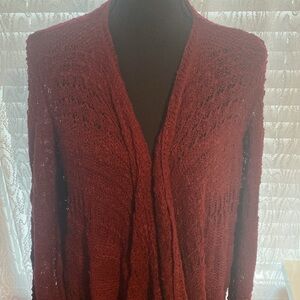 Crimson red acrylic cotton blend cardigan from American Eagle
